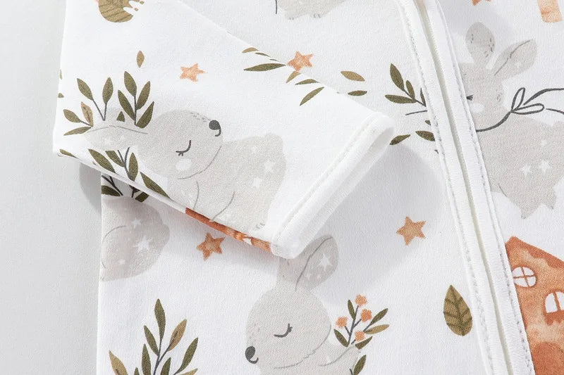 Pure Cotton Baby Sleeping Bag – Newborn One-Piece Sleep Sack with Long Sleeves, Anti-Startle Design for Summer & Spring