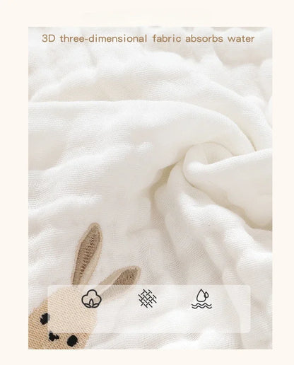 Baby Saliva Towels – 6 Layer Cotton Embroidered Washcloths | Soft Hand & Face Wipes, Burp Cloths, Bibs for Newborns & Toddlers