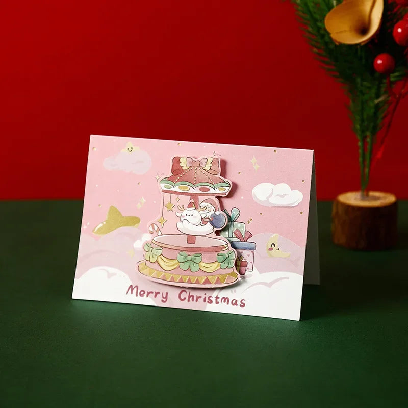Mini Christmas Greeting Cards with Envelopes | Kids Xmas Blessing Postcards & New Year Gift Cards Party Supplies