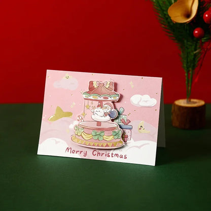 Mini Christmas Greeting Cards with Envelopes | Kids Xmas Blessing Postcards & New Year Gift Cards Party Supplies