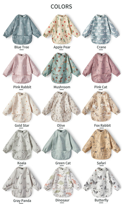 New Children Feeding Aprons – Waterproof Long Sleeve Baby Bib with Pocket | Full Cover Baby Bibs for Toddlers Boys & Girls