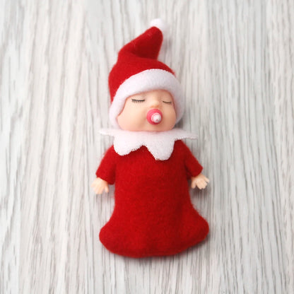 7cm Christmas Elf Baby Dolls | Miniature Dolls with Dummy & Movable Arms Legs | Dollhouse Accessories & Holiday Decorations