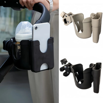 Pram Cup Holder & Phone Holder – Universal Stroller Bottle Holder with Anti-Slip Design | Baby Pram Accessories for Drinks & Mobile