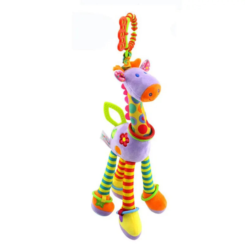 Soft Infant Crib & Stroller Mobile Hanging Rattle – Cute Stuffed Animal Baby Toys | Educational Hand Grip Toy for Brain Development