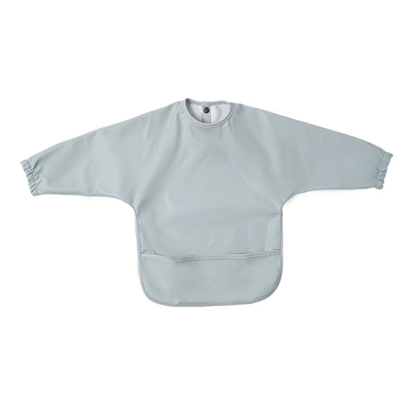 Little Boy Girl Painting Smock Baby's Soft Waterproof Bib Child Meal Eating Apron with Long Sleeves Kid Adjustable Feeding Cloth