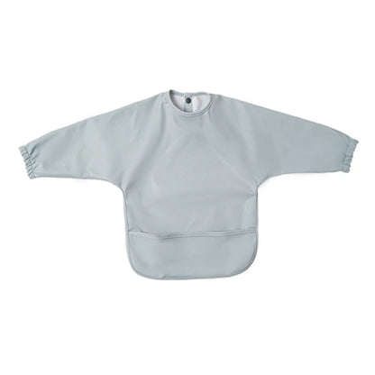 Little Boy Girl Painting Smock Baby's Soft Waterproof Bib Child Meal Eating Apron with Long Sleeves Kid Adjustable Feeding Cloth