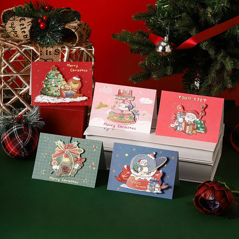 Mini Christmas Greeting Cards with Envelopes | Kids Xmas Blessing Postcards & New Year Gift Cards Party Supplies