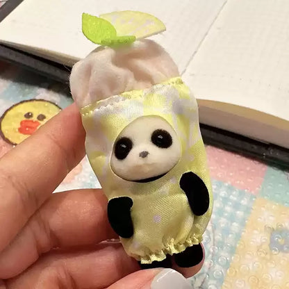 Original Sylvanian Families Rabbit Grove Family & Panda Chef Baby | Dollhouse Christmas Girl Flocking Dolls | Collectible Ornaments & Decorations