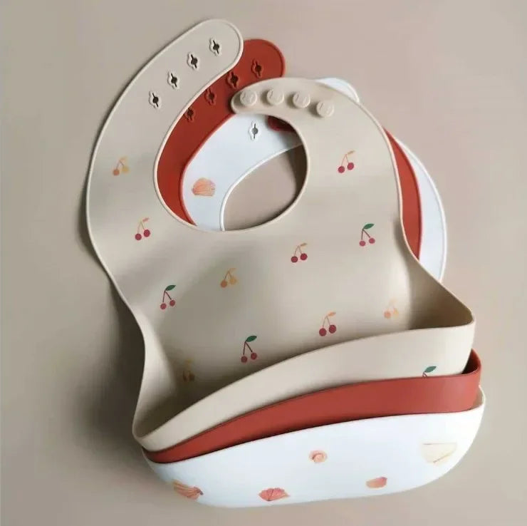 Fashionable Baby Silicone Bib – Adjustable Waterproof Feeding Cloth & Saliva Towel | Newborn Infant Bibs for Boys & Girls