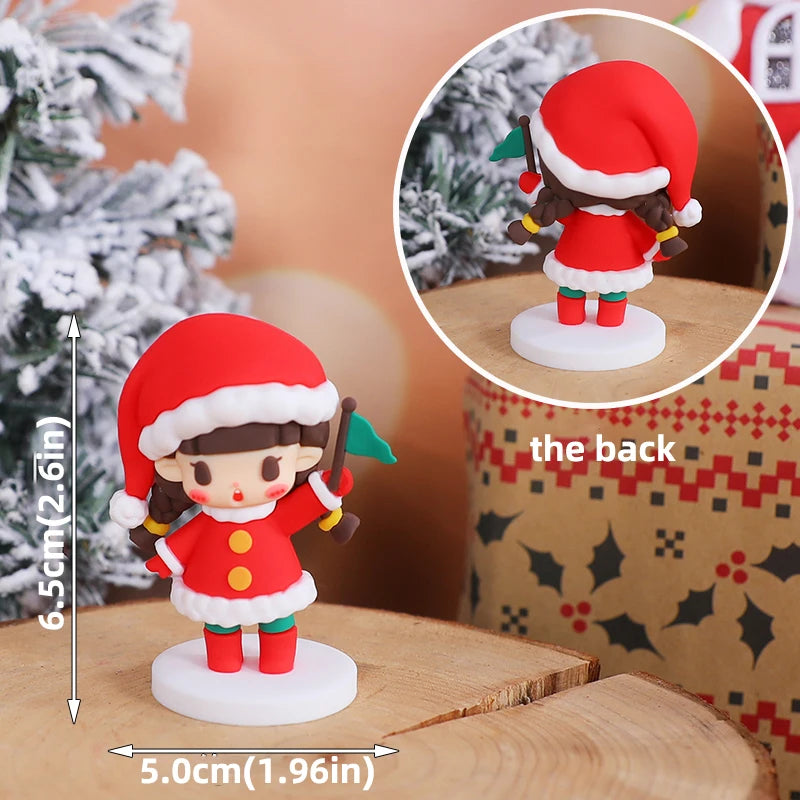 Christmas Cake Topper Set | Bear Doll Ornaments, Red Sweater & Green Shirt, Rainbow Arch & Gift Box | Holiday Party Cake Decorations