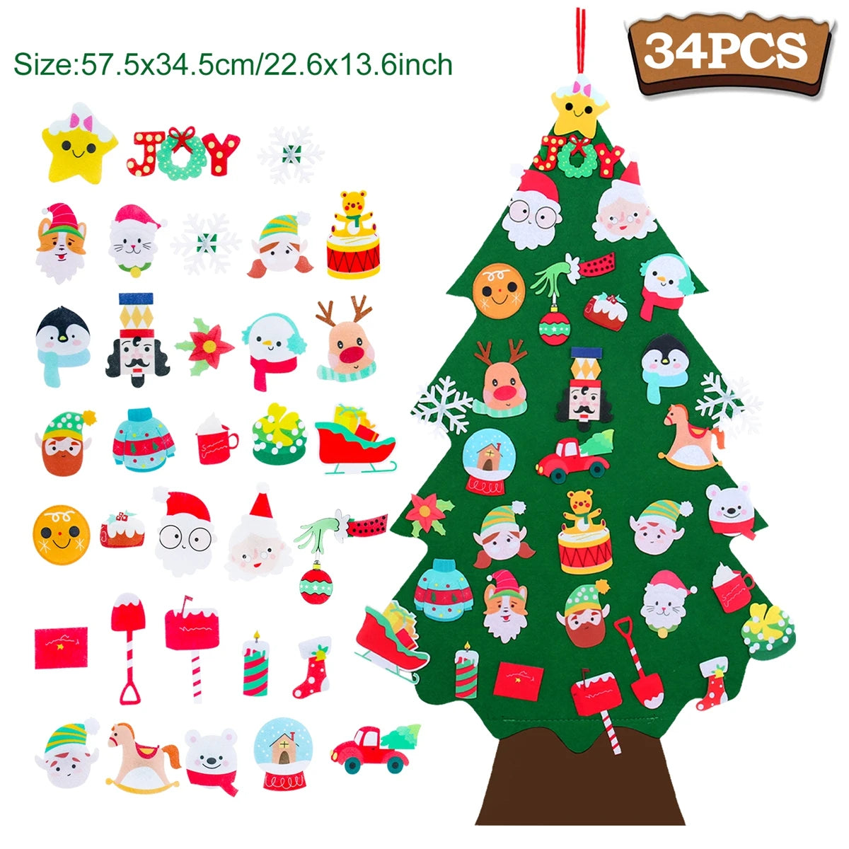 Kids DIY Felt Christmas Tree | Wall Hanging Xmas Tree with Ornaments | 2025 Christmas & 2026 New Year Decorations