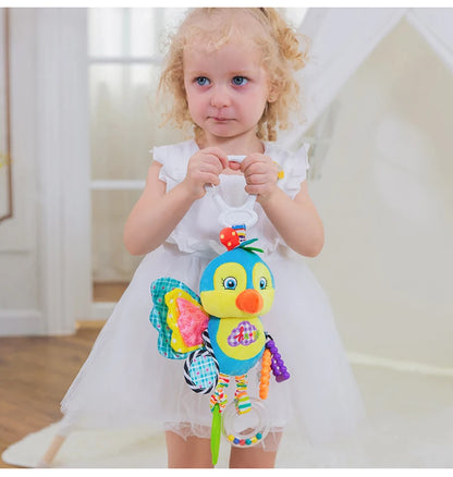 Soft Infant Crib & Stroller Mobile Hanging Rattle – Cute Stuffed Animal Baby Toys | Educational Hand Grip Toy for Brain Development