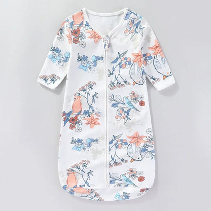 Pure Cotton Baby Sleeping Bag – Newborn One-Piece Sleep Sack with Long Sleeves, Anti-Startle Design for Summer & Spring