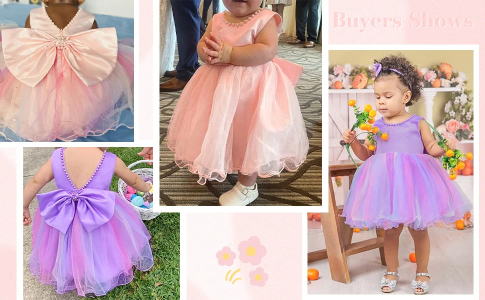Baby Girls Christmas Princess Dress | Infant Christening & 1st Birthday Party Outfit | Newborn Wedding & Holiday Clothes