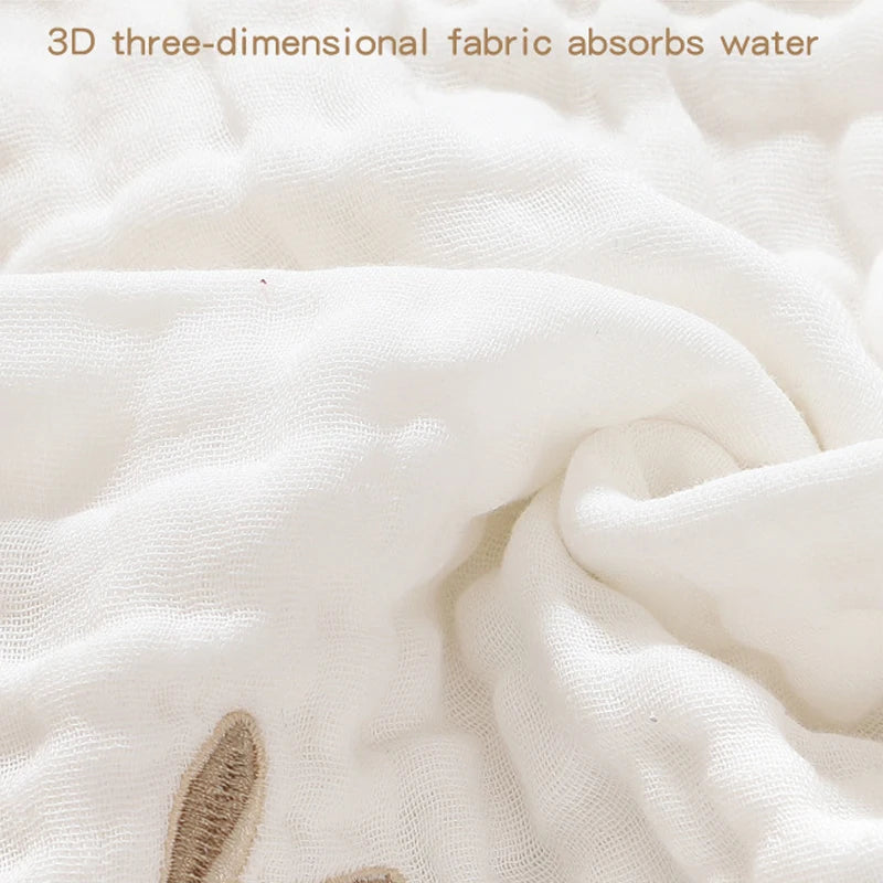 Baby Saliva Towels – 6 Layer Cotton Embroidered Washcloths | Soft Hand & Face Wipes, Burp Cloths, Bibs for Newborns & Toddlers