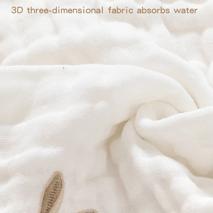 Baby Saliva Towels – 6 Layer Cotton Embroidered Washcloths | Soft Hand & Face Wipes, Burp Cloths, Bibs for Newborns & Toddlers