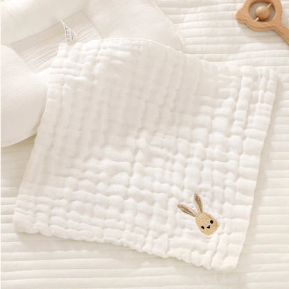 Baby Saliva Towels – 6 Layer Cotton Embroidered Washcloths | Soft Hand & Face Wipes, Burp Cloths, Bibs for Newborns & Toddlers