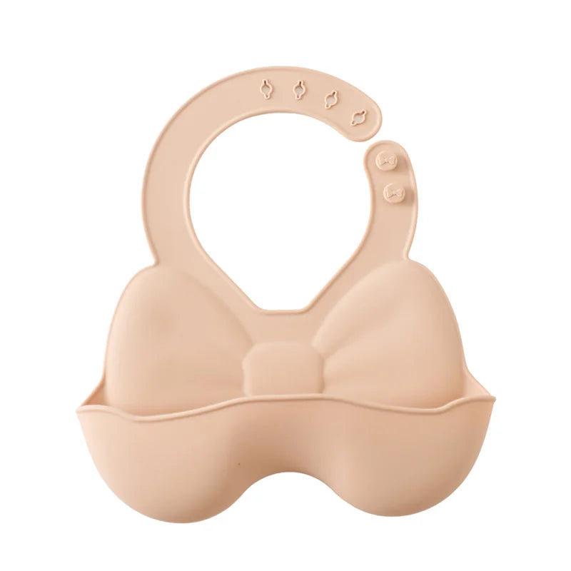 Baby Waterproof Silicone Bibs – Adjustable Feeding Bibs with Cute Bowknot Apron Design | Soft Toddler Bibs for Boys & Girls