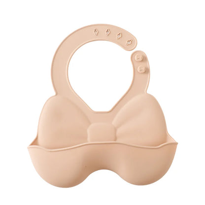 Baby Waterproof Silicone Bibs – Adjustable Feeding Bibs with Cute Bowknot Apron Design | Soft Toddler Bibs for Boys & Girls