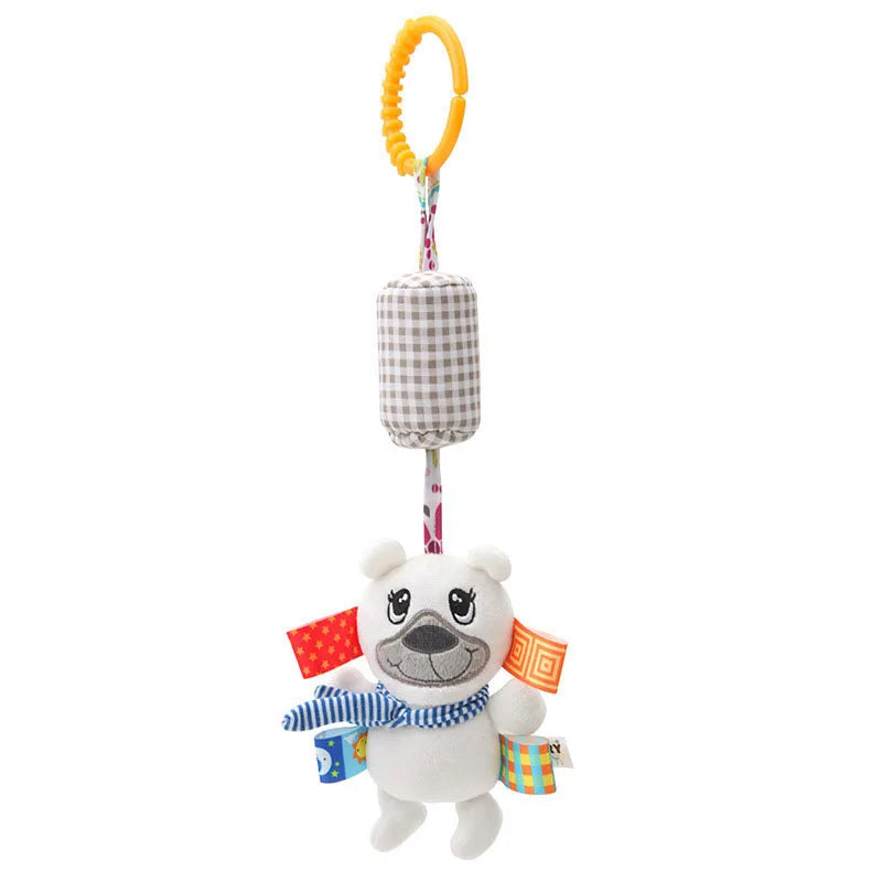 Soft Infant Crib & Stroller Mobile Hanging Rattle – Cute Stuffed Animal Baby Toys | Educational Hand Grip Toy for Brain Development