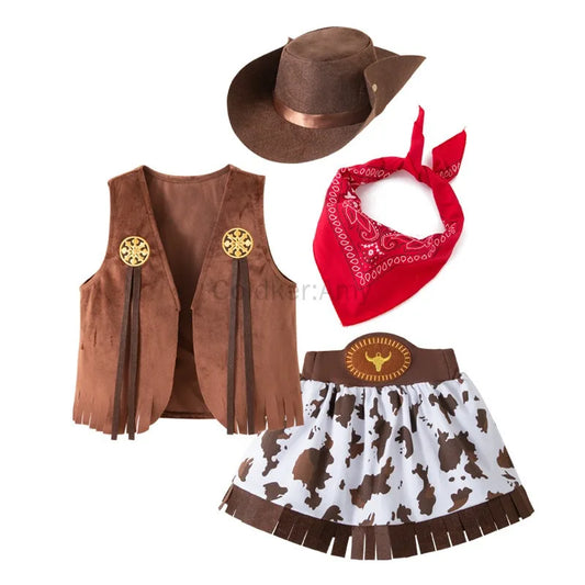 Cowgirl Cowboy Costume for Girls | Baby Toddler Girls Fancy Dress | Halloween Party Outfit