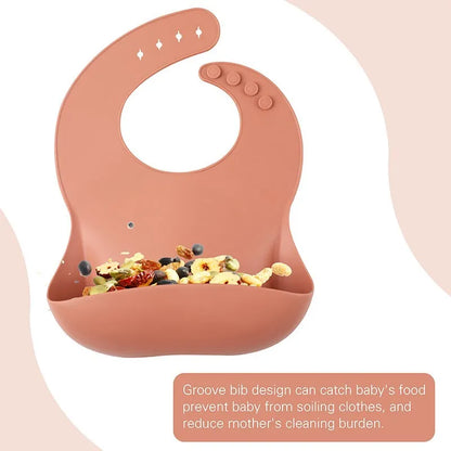 Baby Waterproof Silicone Bibs – Adjustable Feeding Bibs with Cute Bowknot Apron Design | Soft Toddler Bibs for Boys & Girls