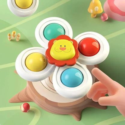 3PCS Baby Suction Cup Spinner Toys – Sensory Educational Bath Toys for Infants & Toddlers, Stress Relief Gift