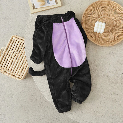 Suefunskry Baby Halloween Cat Costume | Toddler Cosplay Hooded Jumpsuit | Long Sleeve Zipper Romper Outfit for Boys & Girls