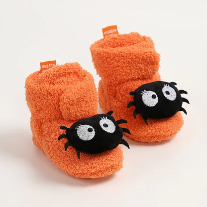 Baby Halloween Booties | Soft Anti-Slip Infant Slippers | Warm Fall Winter First Walker Shoes for Newborns & Toddlers