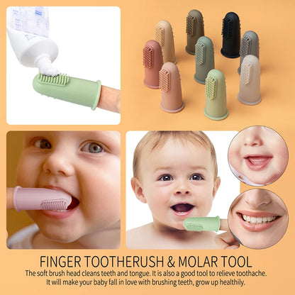5pcs Baby Silicone Finger Toothbrush | 360° Soft Teether Brush for Kids | Infant Oral Care Cleaning & Gum Massager