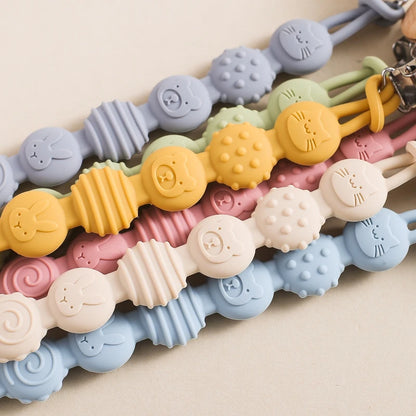 1PC Baby Silicone Teether Toy with Pacifier Chain | BPA-Free Finger Ring Soothing Teething Toy for Newborns & Baby Shower Gifts