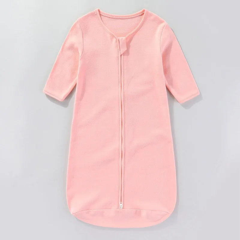 Pure Cotton Baby Sleeping Bag – Newborn One-Piece Sleep Sack with Long Sleeves, Anti-Startle Design for Summer & Spring