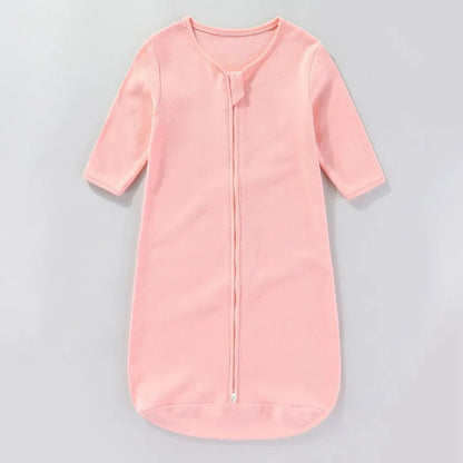 Pure Cotton Baby Sleeping Bag – Newborn One-Piece Sleep Sack with Long Sleeves, Anti-Startle Design for Summer & Spring
