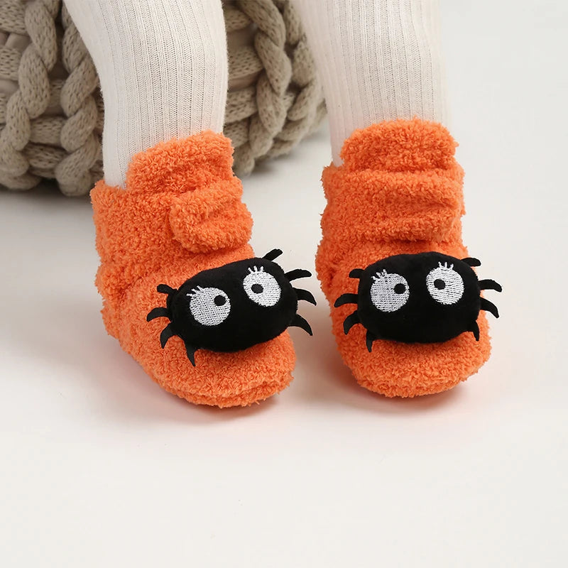 Baby Halloween Booties | Soft Anti-Slip Infant Slippers | Warm Fall Winter First Walker Shoes for Newborns & Toddlers
