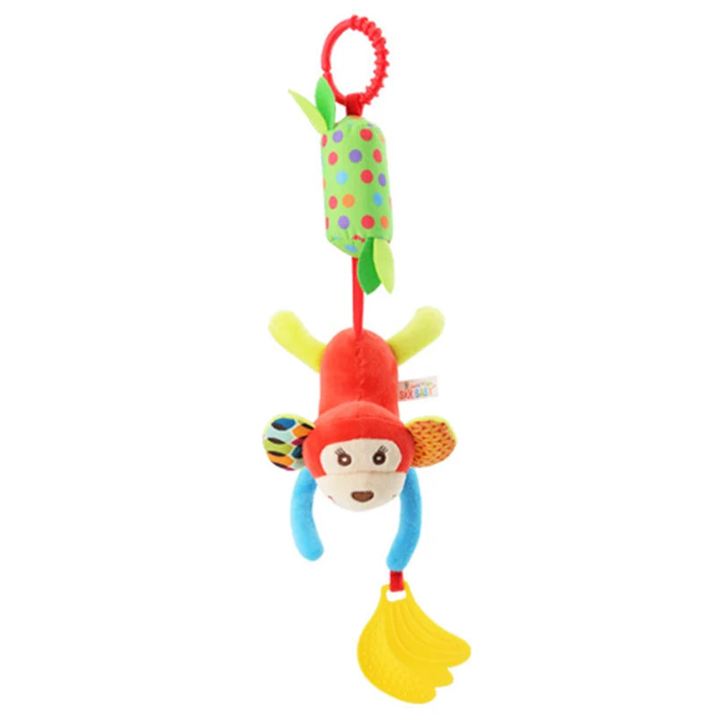 Soft Infant Crib & Stroller Mobile Hanging Rattle – Cute Stuffed Animal Baby Toys | Educational Hand Grip Toy for Brain Development