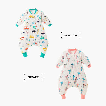 Baby Cartoon Split-Legged Sleepsack – Thickened Children’s Sleeping Bag with Detachable Sleeves for Boys & Girls, Autumn & Winter