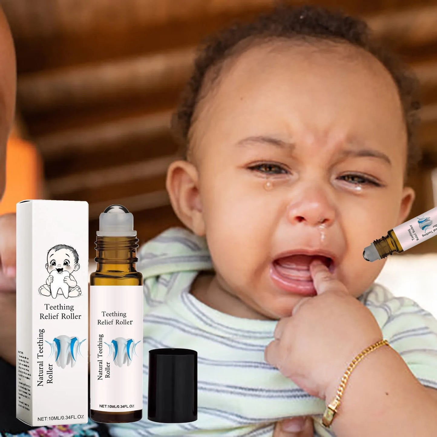 10ML Kid's Teething Massage Roller Soothing Oil Moisturizes And Softens Baby's Skin Roller Teething Oil Soothing rolling ball