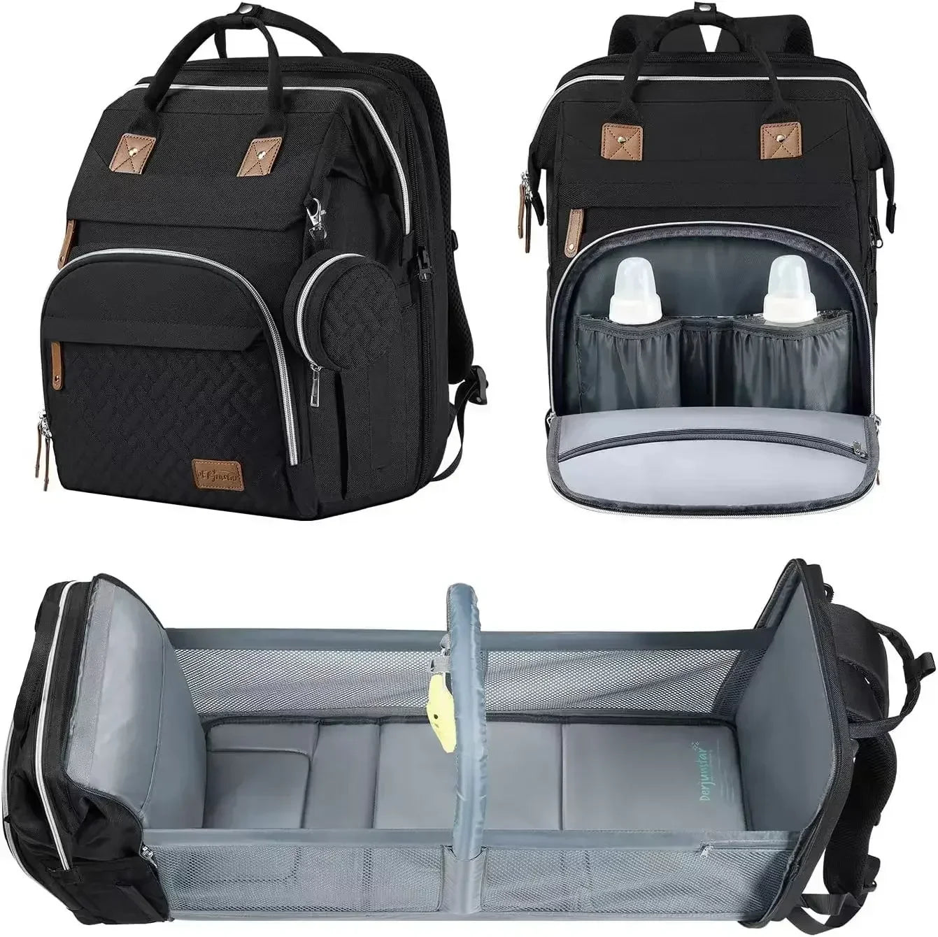 Portable Baby Diaper Bag with Changing Station – Travel Bassinet, Folding Crib, Shade Cloth & Waterproof Changing Pad