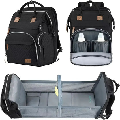 Portable Baby Diaper Bag with Changing Station – Travel Bassinet, Folding Crib, Shade Cloth & Waterproof Changing Pad