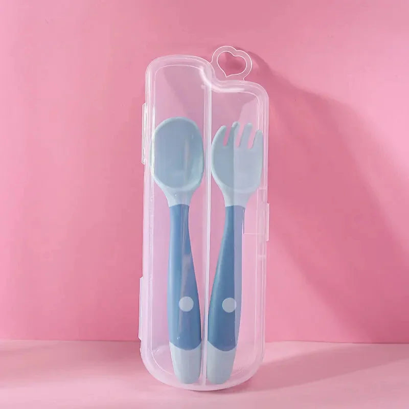 Baby Fork and Spoon Set – Bendable Toddler Utensils | Soft Silicone Handle Training Tableware for Infants & Kids, BPA-Free