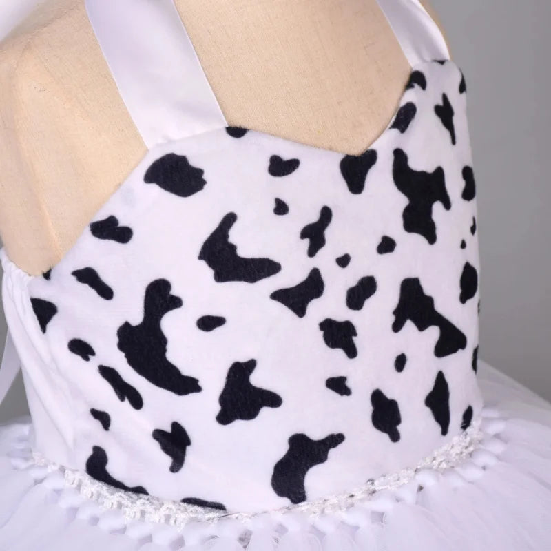 Baby Girls Halloween Animal Cosplay Costume | Kids Forest Theme Giraffe, Cow, Tiger, Leopard, Zebra Tutu Dress | Birthday & Party Outfit