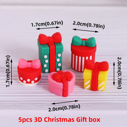 Christmas Cake Topper Set | Bear Doll Ornaments, Red Sweater & Green Shirt, Rainbow Arch & Gift Box | Holiday Party Cake Decorations