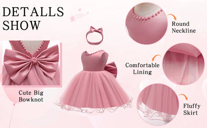 Baby Girl Christmas & Halloween Princess Dress | Infant Christening, 1st Birthday & Party Outfit | Newborn Clothes