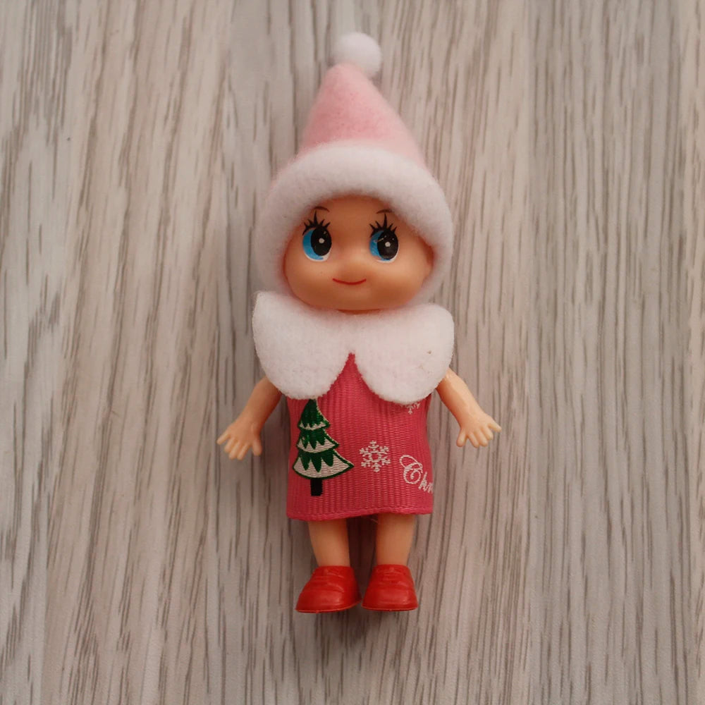 7cm Christmas Elf Baby Dolls | Miniature Dolls with Dummy & Movable Arms Legs | Dollhouse Accessories & Holiday Decorations