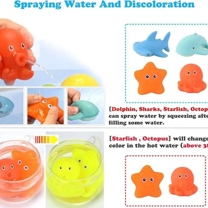 Baby Bath Toy Net Fishing Set – Floating Cartoon Animal Water Toys for Kids, Bathtub, Pool & Beach Play Gift