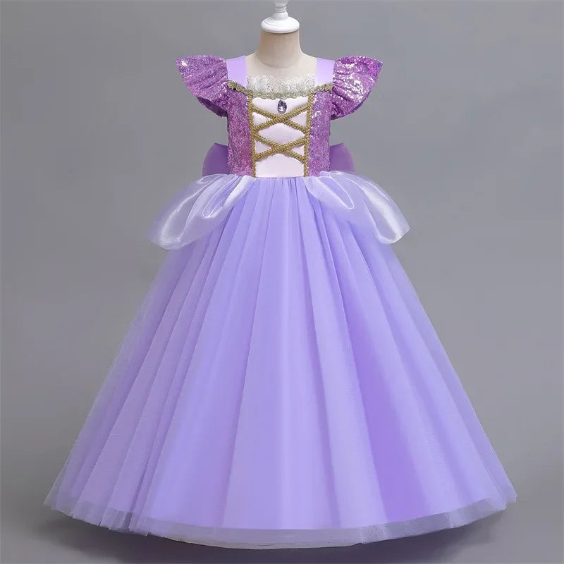 Cinderella Belle Princess Costume Dress for Girls | Rapunzel Cosplay Outfit | Kids Halloween Disguise, Christmas & Birthday Party Clothes