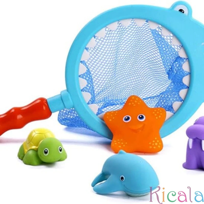 Baby Bath Toy Net Fishing Set – Floating Cartoon Animal Water Toys for Kids, Bathtub, Pool & Beach Play Gift