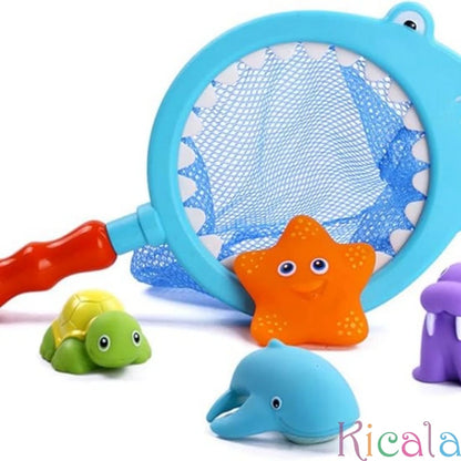 Baby Bath Toy Net Fishing Set – Floating Cartoon Animal Water Toys for Kids, Bathtub, Pool & Beach Play Gift