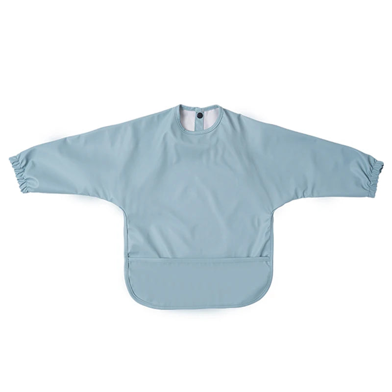 Little Boy Girl Painting Smock Baby's Soft Waterproof Bib Child Meal Eating Apron with Long Sleeves Kid Adjustable Feeding Cloth