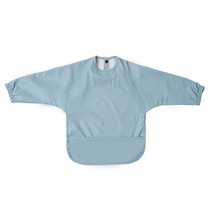 Little Boy Girl Painting Smock Baby's Soft Waterproof Bib Child Meal Eating Apron with Long Sleeves Kid Adjustable Feeding Cloth